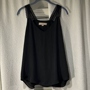 LOFT Gray Flowy Camisole with Lace Detail Small